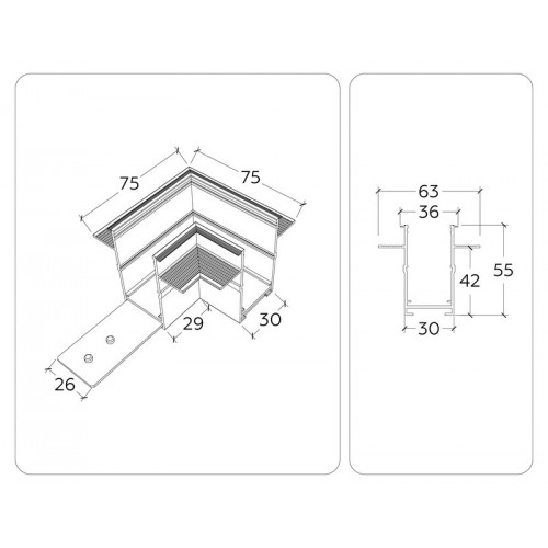 Коннектор угловой для встраиваемого шинопровода Magnetic 220V Ambrella Light GL1040