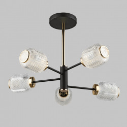 Люстра потолочная LED, 5*6W, 3000K+6500K, черный+золото PLC-7075-600-5 IMEX