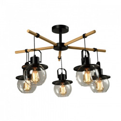 Люстра потолочная Е27 5*60W дерево+черный MD.23044-5-S-BK+WOOD IMEX