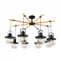 Люстра потолочная Е27 8*60W дерево+черный MD.23044-8-S-BK+WOOD IMEX