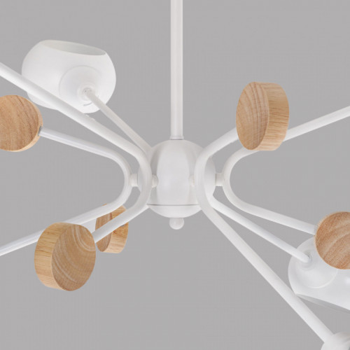 Люстра потолочная 6*60Вт E27 MD.4902-6-S WH+WOOD IMEX