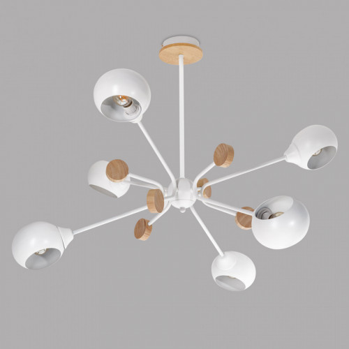 Люстра потолочная 6*60Вт E27 MD.4902-6-S WH+WOOD IMEX