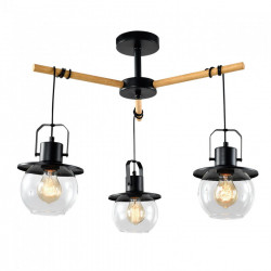 Люстра потолочная Е27 3*60W светлое дерево+черный MD.23044-3-S-BK+WOOD IMEX