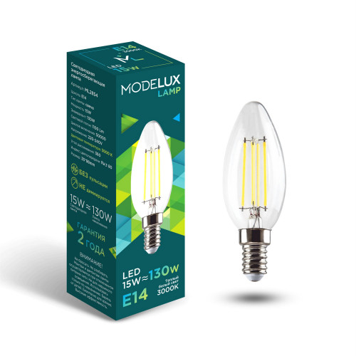 Светодиодная лампа MODELUX lamp ML2854- С35-15W-Е14-3000 clear