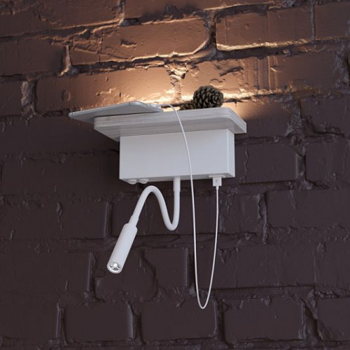 Настенный светильник-полка с подсветкой/USB ODEON LIGHT WOODY 3869/8WL Настенный светильник-полка с подсветкой/USB ODEON LIGHT WOODY 3869/8WL