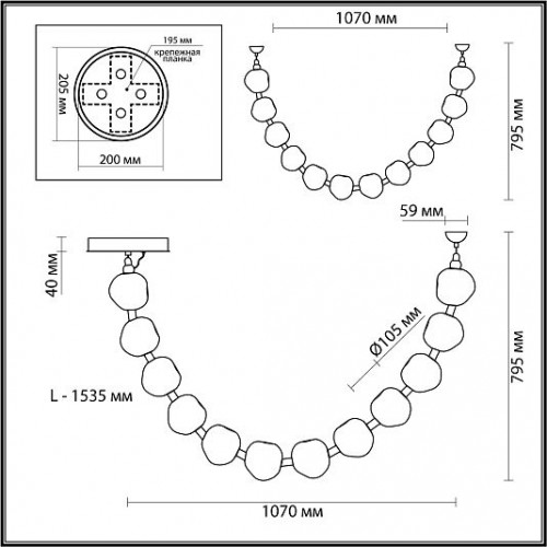 Подвес-бусы ODEON LIGHT JEMSTONE 5085/48L