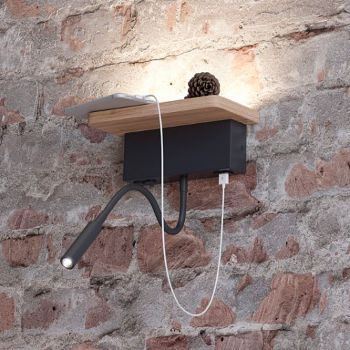 Настенный светильник-полка с подсветкой/USB ODEON LIGHT WOODY 3868/8WL Настенный светильник-полка с подсветкой/USB ODEON LIGHT WOODY 3868/8WL