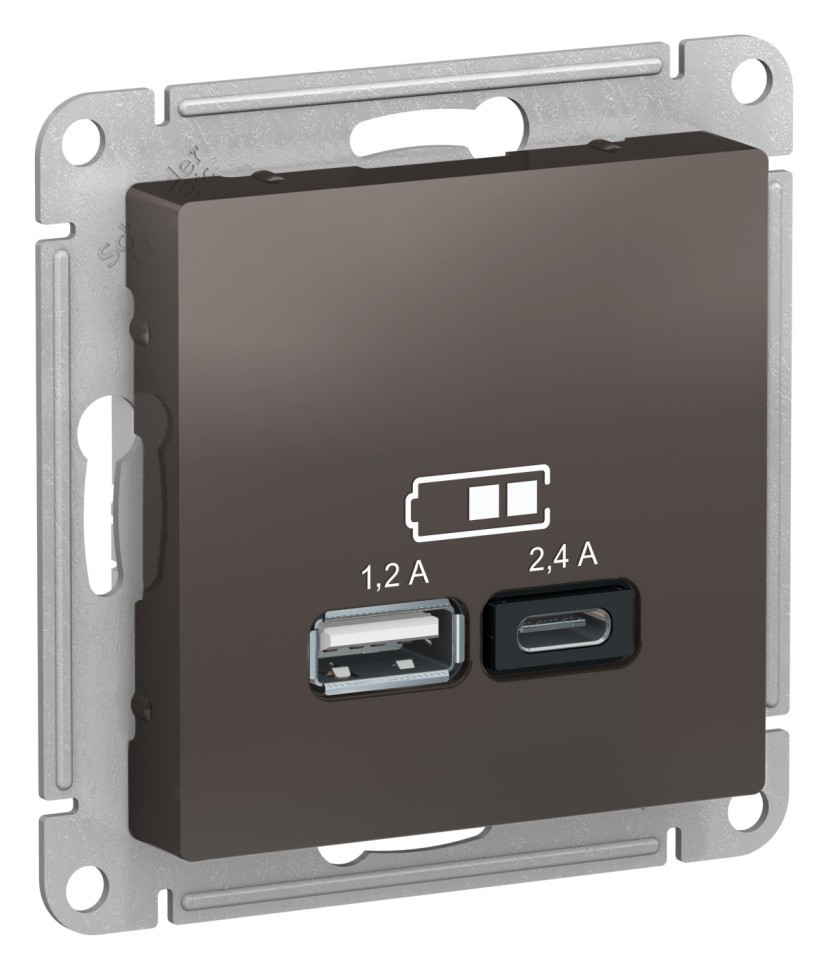 ATN000639 - USB розетка A+С 5В/24А 2х5В/12А мокко ATN000639 - USB розетка A+С 5В/24А 2х5В/12А мокко