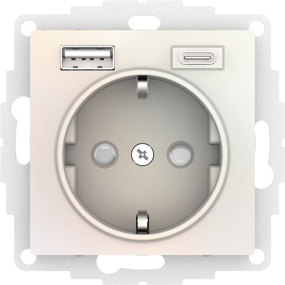 ATN000432 - РОЗЕТКА 16А c 2 USB A+C 5В/24А/30А 2х5В/15А механизм ЖЕМЧУГ