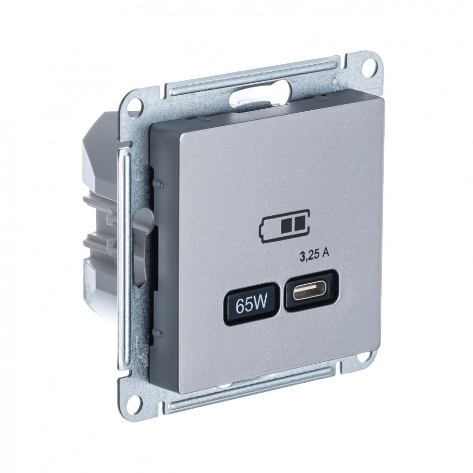 ATN000927 - USB РОЗЕТКА тип-C 65W высокоскоростная зарядка QC PD механизм СТАЛЬ