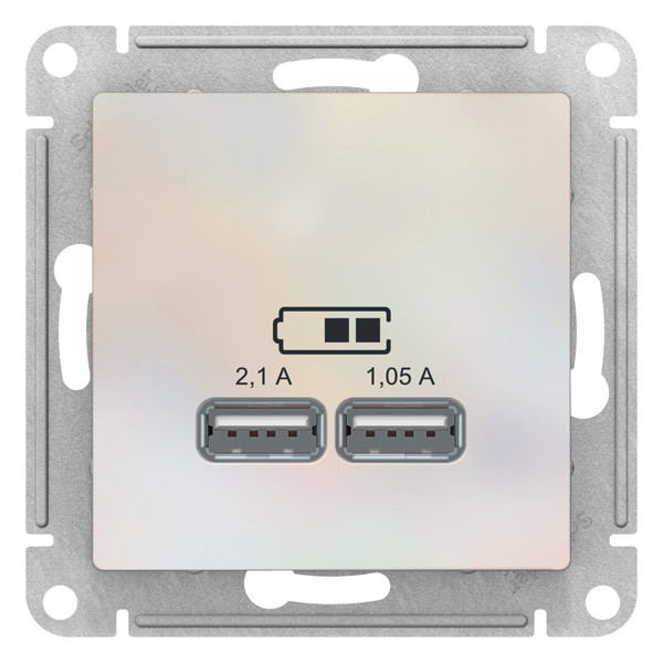 ATN000433 - USB РОЗЕТКА 5В 1 порт x 21 А 2 порта х 105 А механизм ЖЕМЧУГ