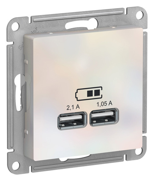 ATN000433 - USB РОЗЕТКА 5В 1 порт x 21 А 2 порта х 105 А механизм ЖЕМЧУГ ATN000433 - USB РОЗЕТКА 5В 1 порт x 21 А 2 порта х 105 А механизм ЖЕМЧУГ
