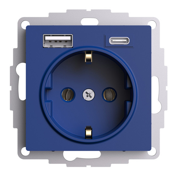 ATN001132 - РОЗЕТКА 16А c 2 USB A+C 5В/24А/30А 2х5В/15А механизм АКВАМАРИН