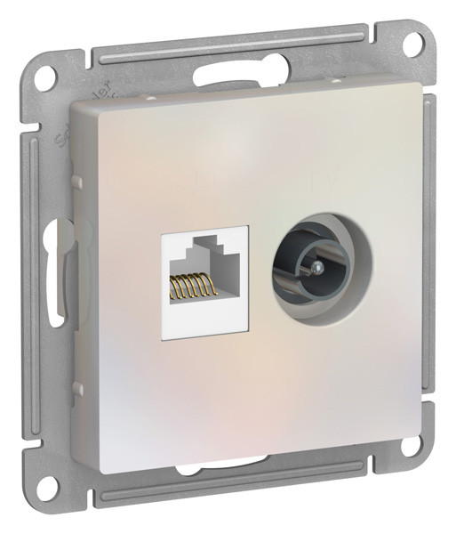 ATN000489 - РОЗЕТКА двойная комп+ТВ RJ45+TV категория 5E механизм ЖЕМЧУГ ATN000489 - РОЗЕТКА двойная комп+ТВ RJ45+TV категория 5E механизм ЖЕМЧУГ