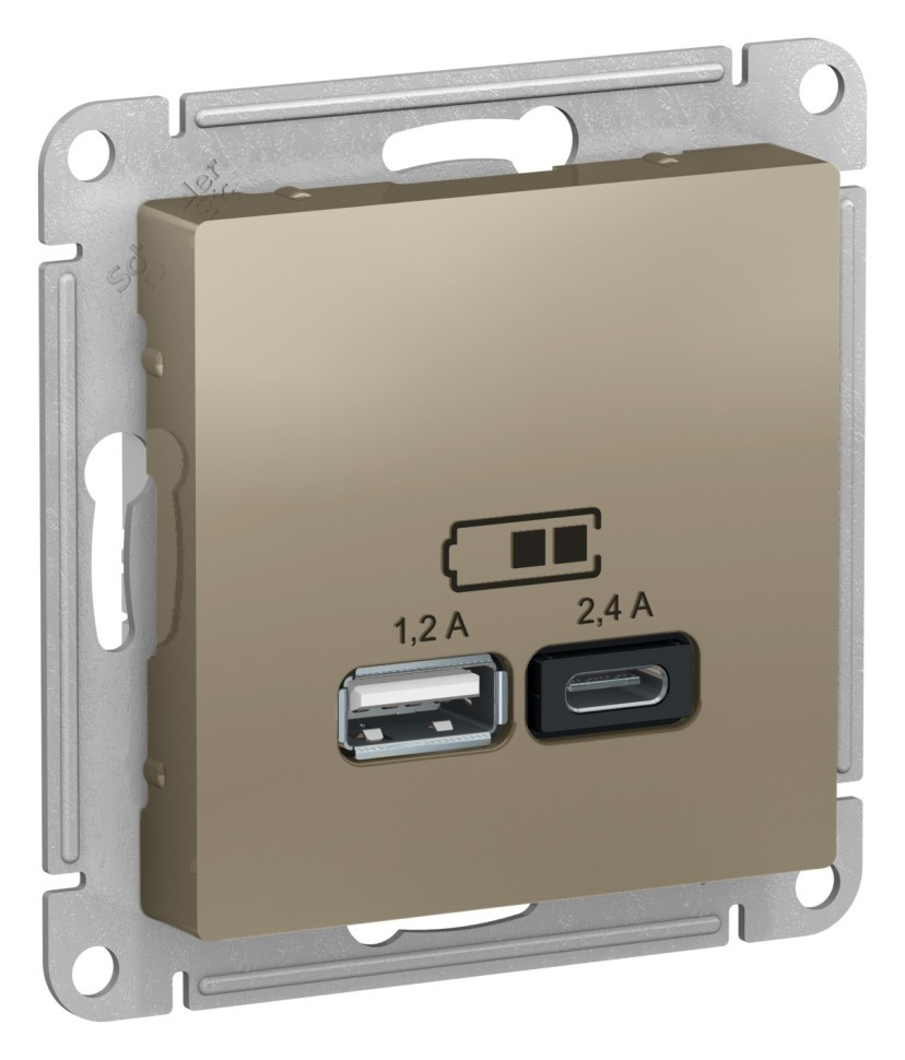 ATN000539 - USB розетка A+С 5В/24А 2х5В/12А шампань ATN000539 - USB розетка A+С 5В/24А 2х5В/12А шампань