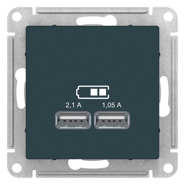 ATN000833 - USB РОЗЕТКА 5В 1 порт x 21 А 2 порта х 105 А механизм ИЗУМРУД