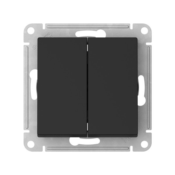 AQUA 2-клавишный ПЕРЕКЛЮЧАТЕЛЬ IP44сх6 10АХмех быстрозажимные клеммы КАРБОН AtlasDesign ATN441051S