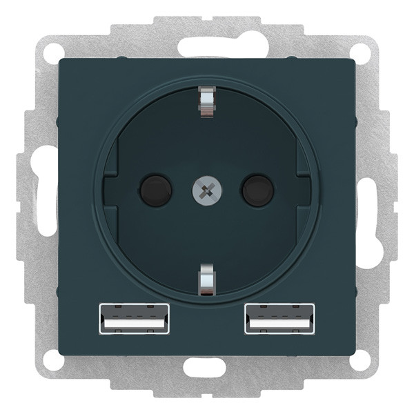 ATN000830 - SO + USB розетка A+A 5В/24 А 2х5В/12 А изумруд