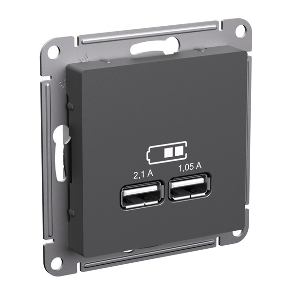 ATN001433 - USB РОЗЕТКА A+A 5В/21 А 2х5В/105 А механизм БАЗАЛЬТ