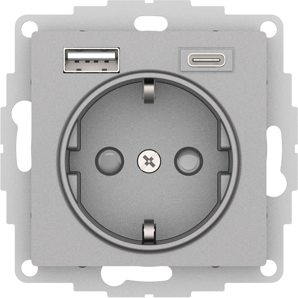 ATN000332 - РОЗЕТКА 16А c 2 USB A+C 5В/24А/30А 2х5В/15А механизм АЛЮМИНИЙ