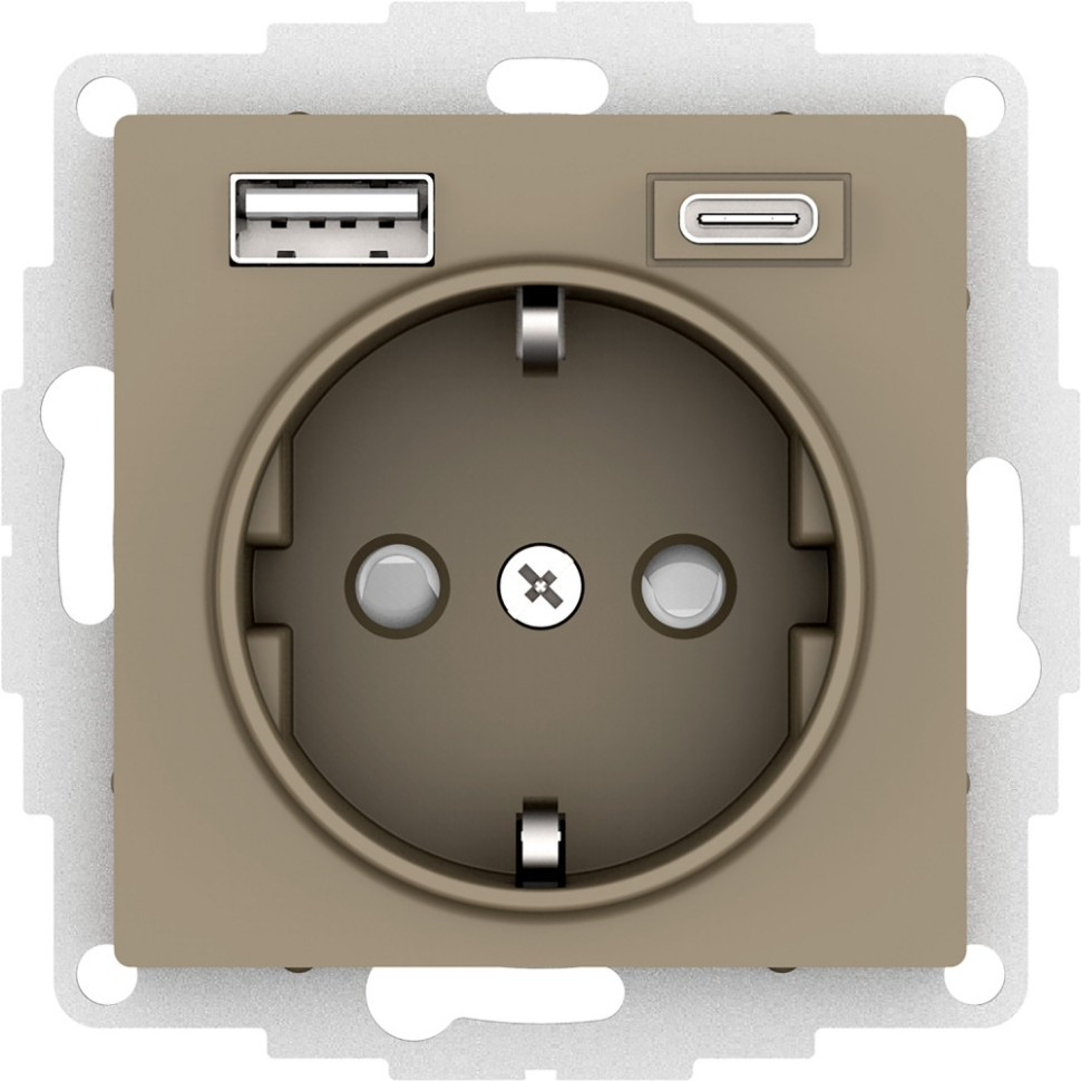 ATN000532 - РОЗЕТКА 16А c 2 USB A+C 5В/24А/30А 2х5В/15А механизм ШАМПАНЬ