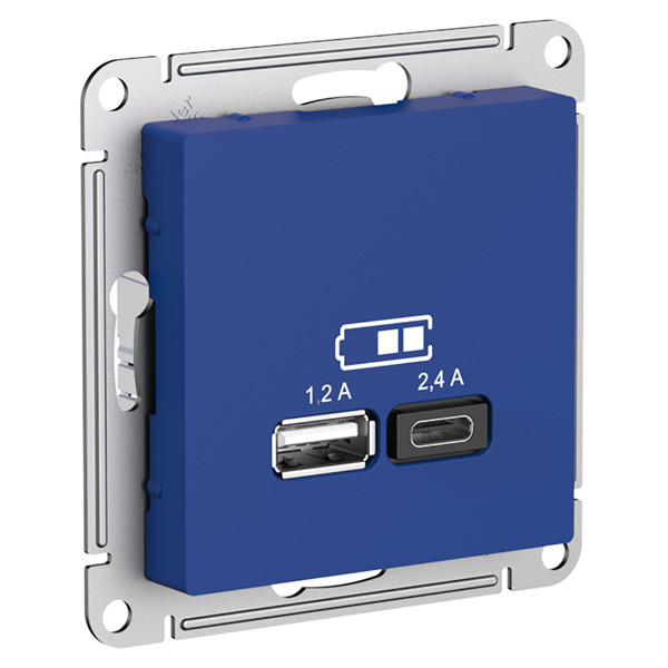 ATN001139 - USB РОЗЕТКА A+С 5В/24А 2х5В/12А механизм АКВАМАРИН
