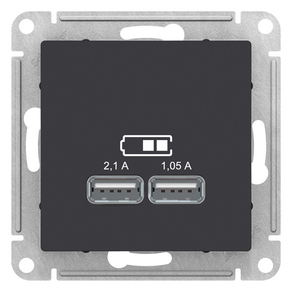 ATN001033 - USB РОЗЕТКА 5В 1 порт x 21 А 2 порта х 105 А механизм КАРБОН