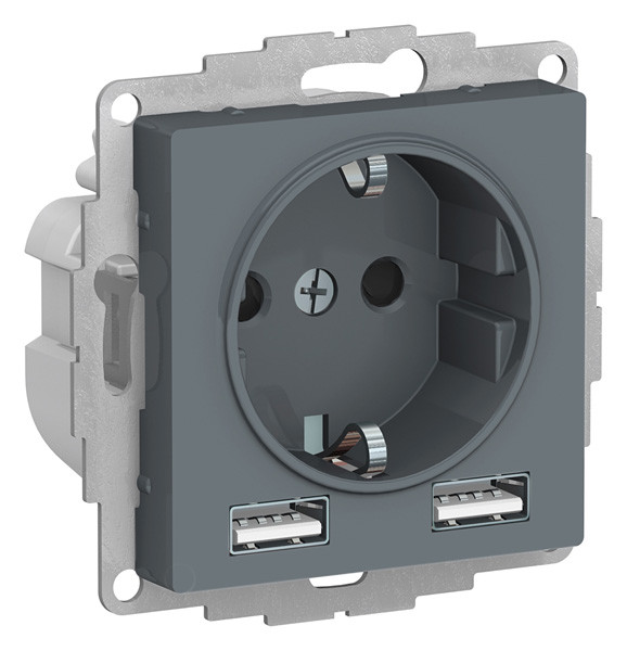 ATN000730 - SO + USB розетка A+A 5В/24А 2х5В/12А грифель ATN000730 - SO + USB розетка A+A 5В/24А 2х5В/12А грифель