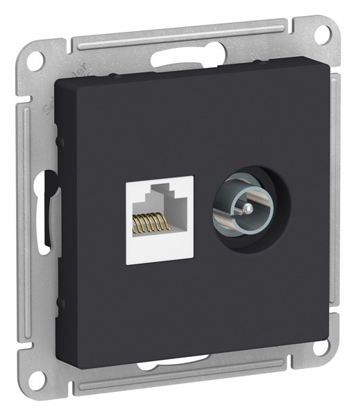 ATN001089 - РОЗЕТКА двойная комп+ТВ RJ45+TV категория 5E механизм КАРБОН ATN001089 - РОЗЕТКА двойная комп+ТВ RJ45+TV категория 5E механизм КАРБОН