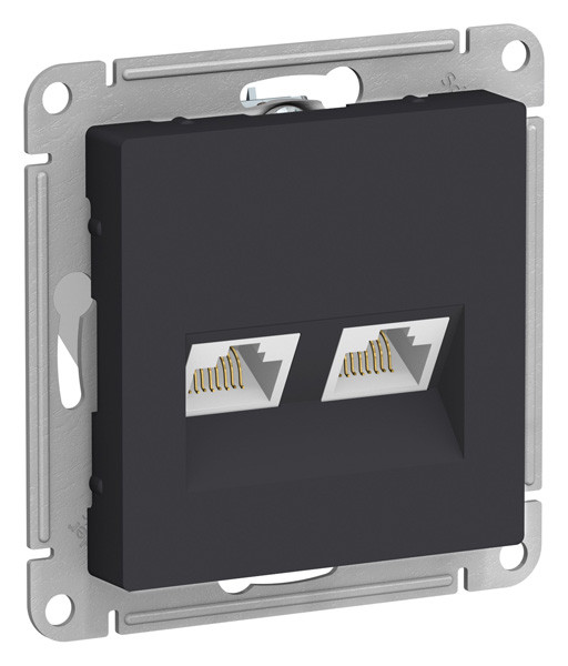 ATN001085 - РОЗЕТКА двойная компьютерная RJ45+RJ45 категория 5E механизм КАРБОН