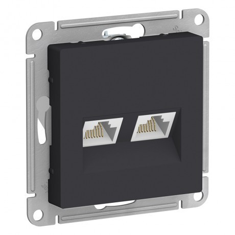 ATN001088 - РОЗЕТКА двойная компьютерная RJ45+RJ45 категория 6А механизм КАРБОН