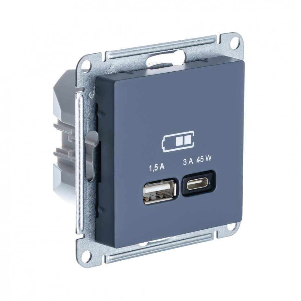 ATN000729 - USB РОЗЕТКА A + тип-C 45W высокоскоростная зарядка QCPD механизм ГРИФЕЛЬ