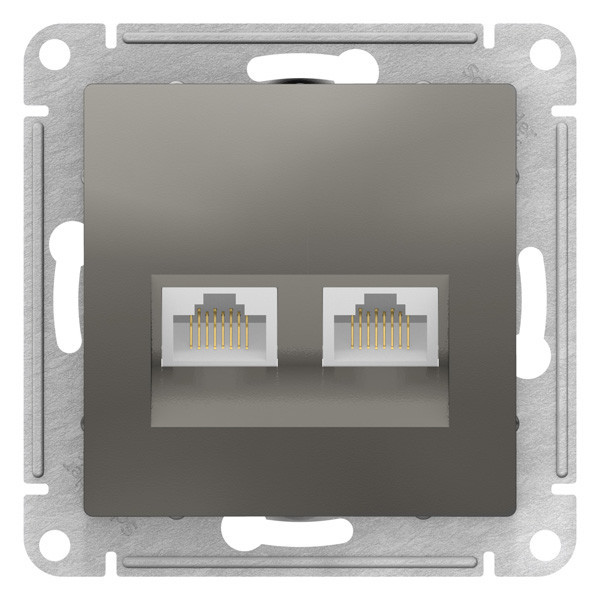РОЗЕТКА двойная компьютерная RJ45+RJ45 кат6А механизм СТАЛЬ AtlasDesign ATN000988