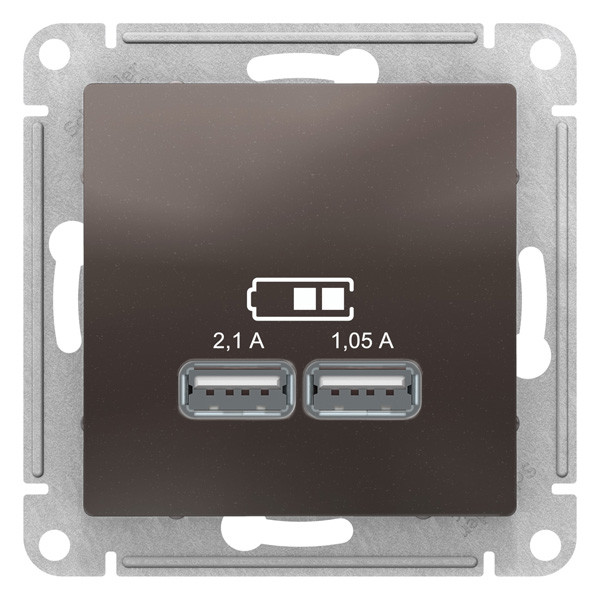 ATN000633 - USB РОЗЕТКА 5В 1 порт x 21 А 2 порта х 105 А механизм МОККО