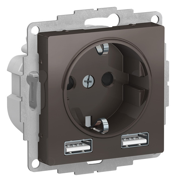 ATN000630 - SO + USB розетка A+A 5В/24А 2х5В/12А мокко ATN000630 - SO + USB розетка A+A 5В/24А 2х5В/12А мокко