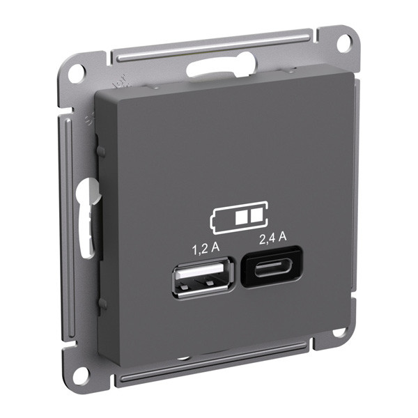 ATN001439 - USB РОЗЕТКА А+С 5В/24 А 2х5В/12 А механизм БАЗАЛЬТ