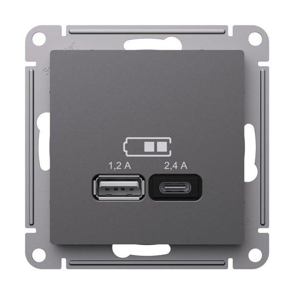 ATN001439 - USB РОЗЕТКА А+С 5В/24 А 2х5В/12 А механизм БАЗАЛЬТ ATN001439 - USB РОЗЕТКА А+С 5В/24 А 2х5В/12 А механизм БАЗАЛЬТ