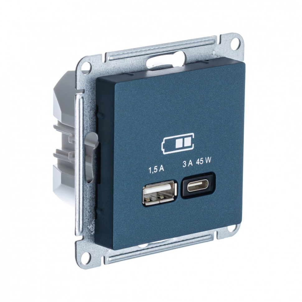 ATN000829 - USB РОЗЕТКА A + тип-C 45W высокоскоростная зарядка QCPD механизм ИЗУМРУД