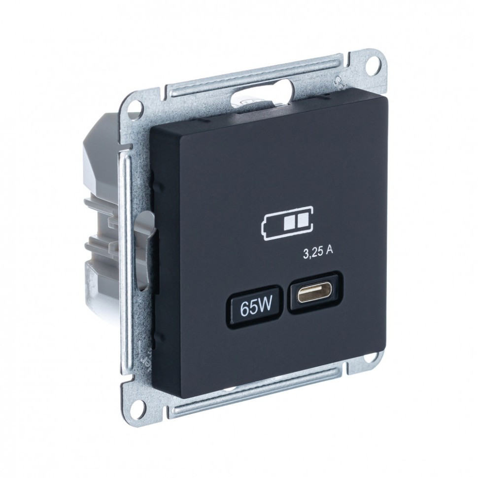 ATN001027 - USB РОЗЕТКА тип-C 65W высокоскоростная зарядка QC PD механизм КАРБОН