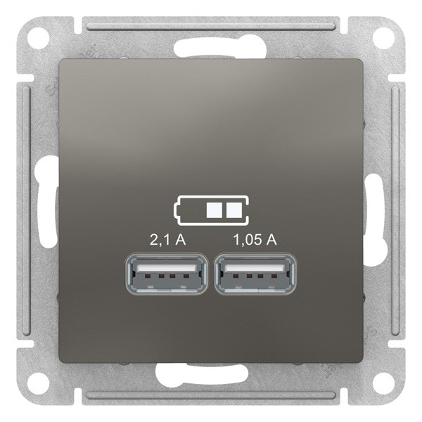 ATN000933 - USB РОЗЕТКА 5В 1 порт x 21 А 2 порта х 105 А механизм СТАЛЬ