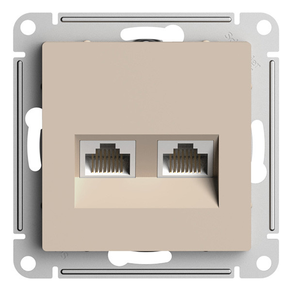ATN001285 - РОЗЕТКА двойная компьютерная RJ45+RJ45 кат5E механизм ПЕСОЧНЫЙ