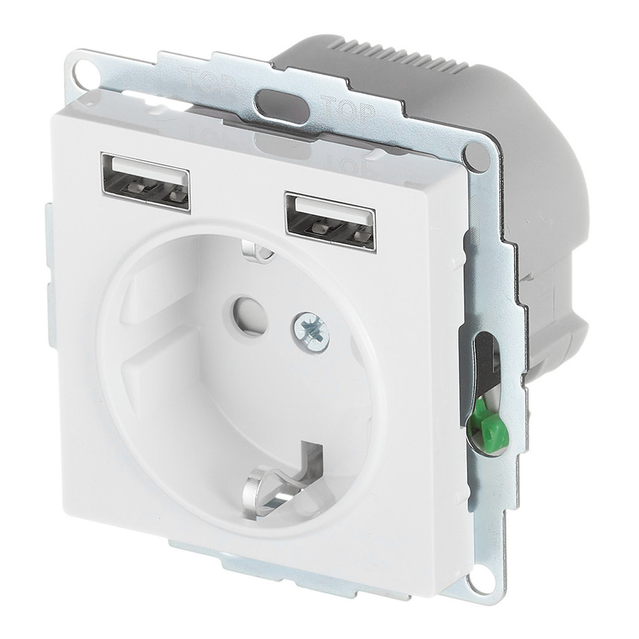 ATN000130 - SO + USB розетка A+A 5В/24А 2х5В/12А белый ATN000130 - SO + USB розетка A+A 5В/24А 2х5В/12А белый