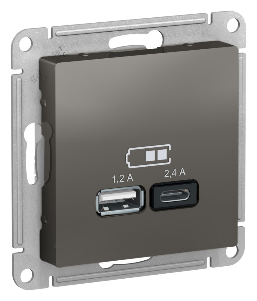 ATN000939 - USB розетка A+С 5В/24 А 2х5В/12 А сталь ATN000939 - USB розетка A+С 5В/24 А 2х5В/12 А сталь