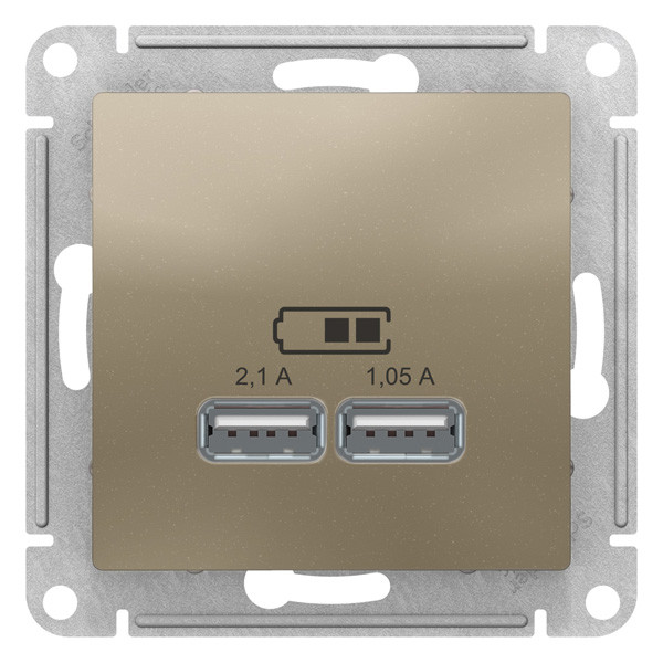 ATN000533 - USB РОЗЕТКА 5В 1 порт x 21 А 2 порта х 105 А механизм ШАМПАНЬ