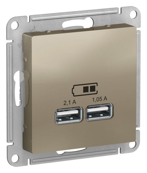 ATN000533 - USB РОЗЕТКА 5В 1 порт x 21 А 2 порта х 105 А механизм ШАМПАНЬ ATN000533 - USB РОЗЕТКА 5В 1 порт x 21 А 2 порта х 105 А механизм ШАМПАНЬ