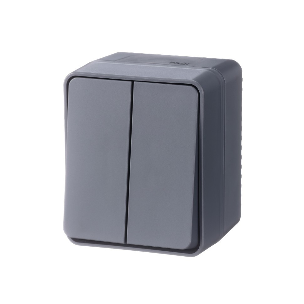 ATN544051 - Profi54 открытый монтаж 2-клавишный ВЫКЛЮЧАТЕЛЬ 10 АХ АНТРАЦИТ