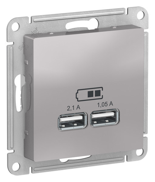 ATN000333 - USB РОЗЕТКА 5В 1 порт x 21 А 2 порта х 105 Амеханизм АЛЮМИНИЙ ATN000333 - USB РОЗЕТКА 5В 1 порт x 21 А 2 порта х 105 Амеханизм АЛЮМИНИЙ