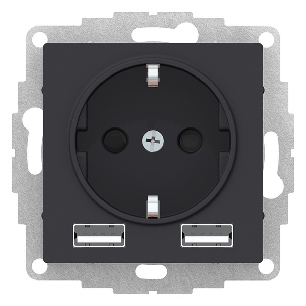 ATN001030 - SO + USB розетка A+A 5В/24А 2х5В/12 А карбон