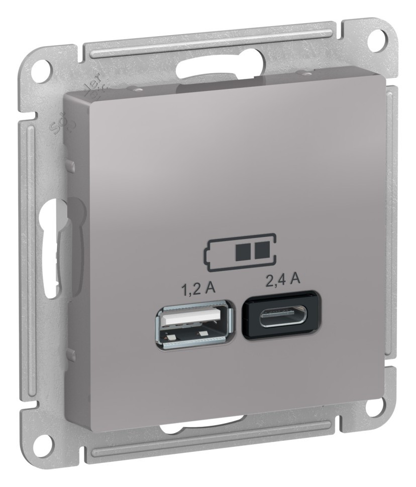 ATN000339 - USB розетка A+С 5В/24А 2х5В/12А алюминий ATN000339 - USB розетка A+С 5В/24А 2х5В/12А алюминий