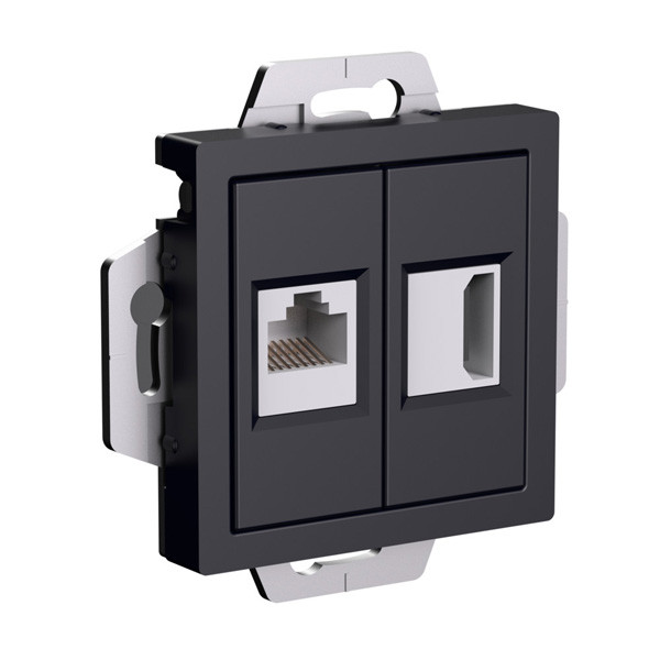 ATN001082 - РОЗЕТКА двойная HDMI+RJ45 кат5Е механизм КАРБОН